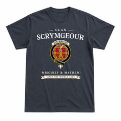 Scrymgeour Tartan Crest Mischief and Mayhem T-shirt