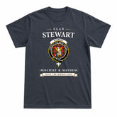 Stewart Royal Modern Tartan Crest Mischief and Mayhem T-shirt