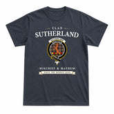 Sutherland Weathered Tartan Crest Mischief and Mayhem T-shirt