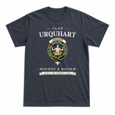 Urquhart Broad Red Ancient Tartan Crest Mischief and Mayhem T-shirt