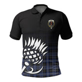 Clark Modern Tartan Crest Polo Shirt - Thistle Black Style