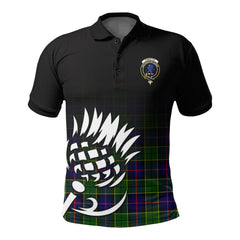 Forsyth Modern Tartan Crest Polo Shirt - Thistle Black Style