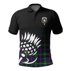 Inglis Modern Tartan Crest Polo Shirt - Thistle Black Style