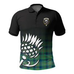 Kennedy Ancient Tartan Crest Polo Shirt - Thistle Black Style