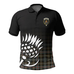MacKenzie Weathered Tartan Crest Polo Shirt - Thistle Black Style