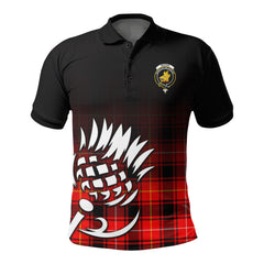 McIvor Tartan Crest Polo Shirt - Thistle Black Style