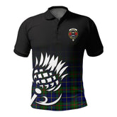 McLeod of Harris Modern Tartan Crest Polo Shirt - Thistle Black Style