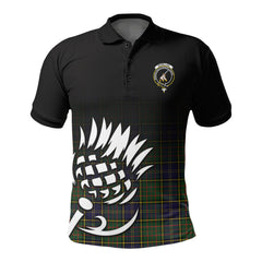 McMillan Hunting Modern Tartan Crest Polo Shirt - Thistle Black Style
