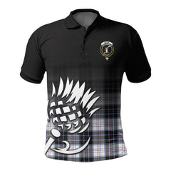 McRae Dress Modern Tartan Crest Polo Shirt - Thistle Black Style