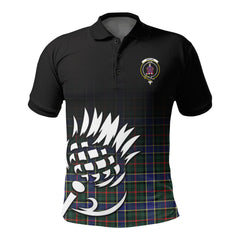 Ogilvie Hunting Modern Tartan Crest Polo Shirt - Thistle Black Style