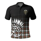 Stewart Dress Modern Tartan Crest Polo Shirt - Thistle Black Style