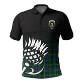 Stewart Hunting Modern Tartan Crest Polo Shirt - Thistle Black Style