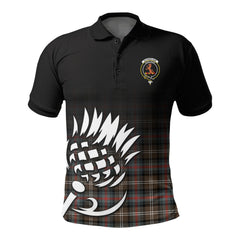 Sutherland Weathered Tartan Crest Polo Shirt - Thistle Black Style
