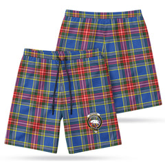 Bethune Modern Tartan Crest Men's Beach Shorts