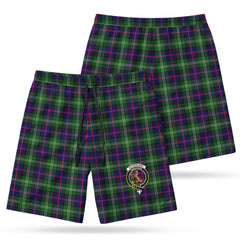 Sutherland Modern Tartan Crest Men's Beach Shorts