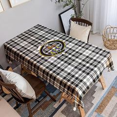 Scott Black & White Modern Tartan Crest Tablecloth