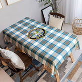 Stewart Muted Blue Tartan Crest Tablecloth