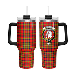 Hepburn Tartan Crest 40 oz Insulated Tumbler with Handle