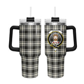 Menzies Black - White Ancient Tartan Crest 40 oz Insulated Tumbler with Handle
