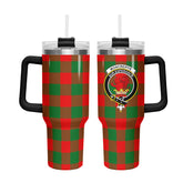 Moncreiffe (or Moncreiff) Tartan Crest 40 oz Insulated Tumbler with Handle