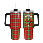 Morrison Red Modern Tartan Crest 40 oz Insulated Tumbler with Handle