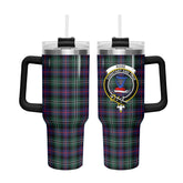 Rose Hunting Modern Tartan Crest 40 oz Insulated Tumbler with Handle