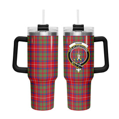 Shaw Red Modern Tartan Crest 40 oz Insulated Tumbler with Handle