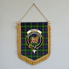 Baillie Tartan Crest Wall Hanging Banner - Wood Pole