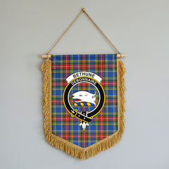 Bethune Modern Tartan Crest Wall Hanging Banner - Wood Pole