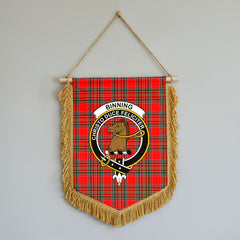 Binning (of Wallifoord) Tartan Crest Wall Hanging Banner - Wood Pole