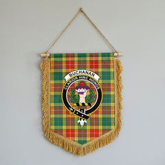 Buchanan Old Sett Tartan Crest Wall Hanging Banner - Wood Pole
