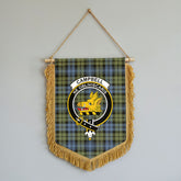 Campbell Faded Tartan Crest Wall Hanging Banner - Wood Pole
