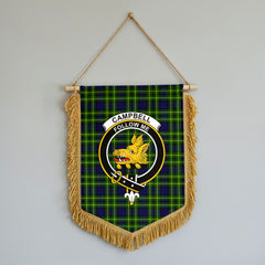 Campbell of Breadalbane Modern Tartan Crest Wall Hanging Banner - Wood Pole
