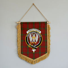 Carruthers Tartan Crest Wall Hanging Banner - Wood Pole