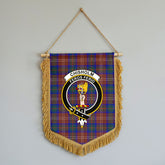Chisholm Hunting Modern Tartan Crest Wall Hanging Banner - Wood Pole