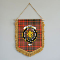 Cumming Hunting Weathered Tartan Crest Wall Hanging Banner - Wood Pole
