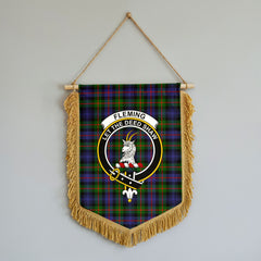 Fleming Tartan Crest Wall Hanging Banner - Wood Pole