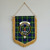 Forbes Modern Tartan Crest Wall Hanging Banner - Wood Pole