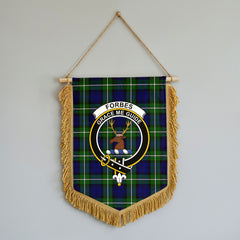 Forbes Modern Tartan Crest Wall Hanging Banner - Wood Pole
