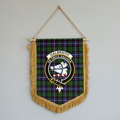 Galbraith Modern Tartan Crest Wall Hanging Banner - Wood Pole