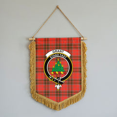 Grant Weathered Tartan Crest Wall Hanging Banner - Wood Pole