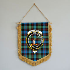 Guthrie Ancient Tartan Crest Wall Hanging Banner - Wood Pole