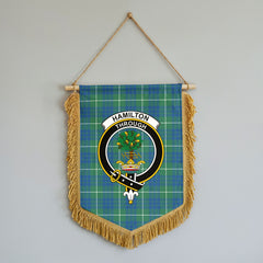 Hamilton Hunting Ancient Tartan Crest Wall Hanging Banner - Wood Pole