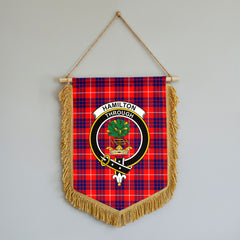 Hamilton Modern Tartan Crest Wall Hanging Banner - Wood Pole