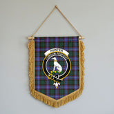 Hunter Modern Tartan Crest Wall Hanging Banner - Wood Pole
