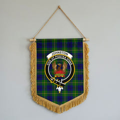 Johnston of Caskieben Tartan Crest Wall Hanging Banner - Wood Pole