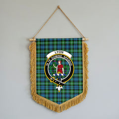 Lyon Tartan Crest Wall Hanging Banner - Wood Pole