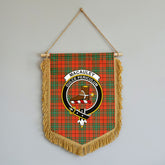 MacAuley Ancient Tartan Crest Wall Hanging Banner - Wood Pole