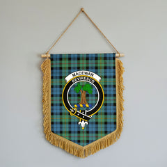 MacEwan Ancient Tartan Crest Wall Hanging Banner - Wood Pole
