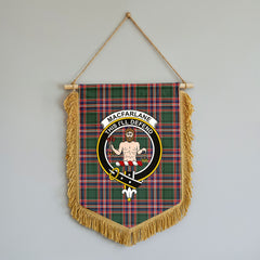 MacFarlane Hunting Modern Tartan Crest Wall Hanging Banner - Wood Pole
